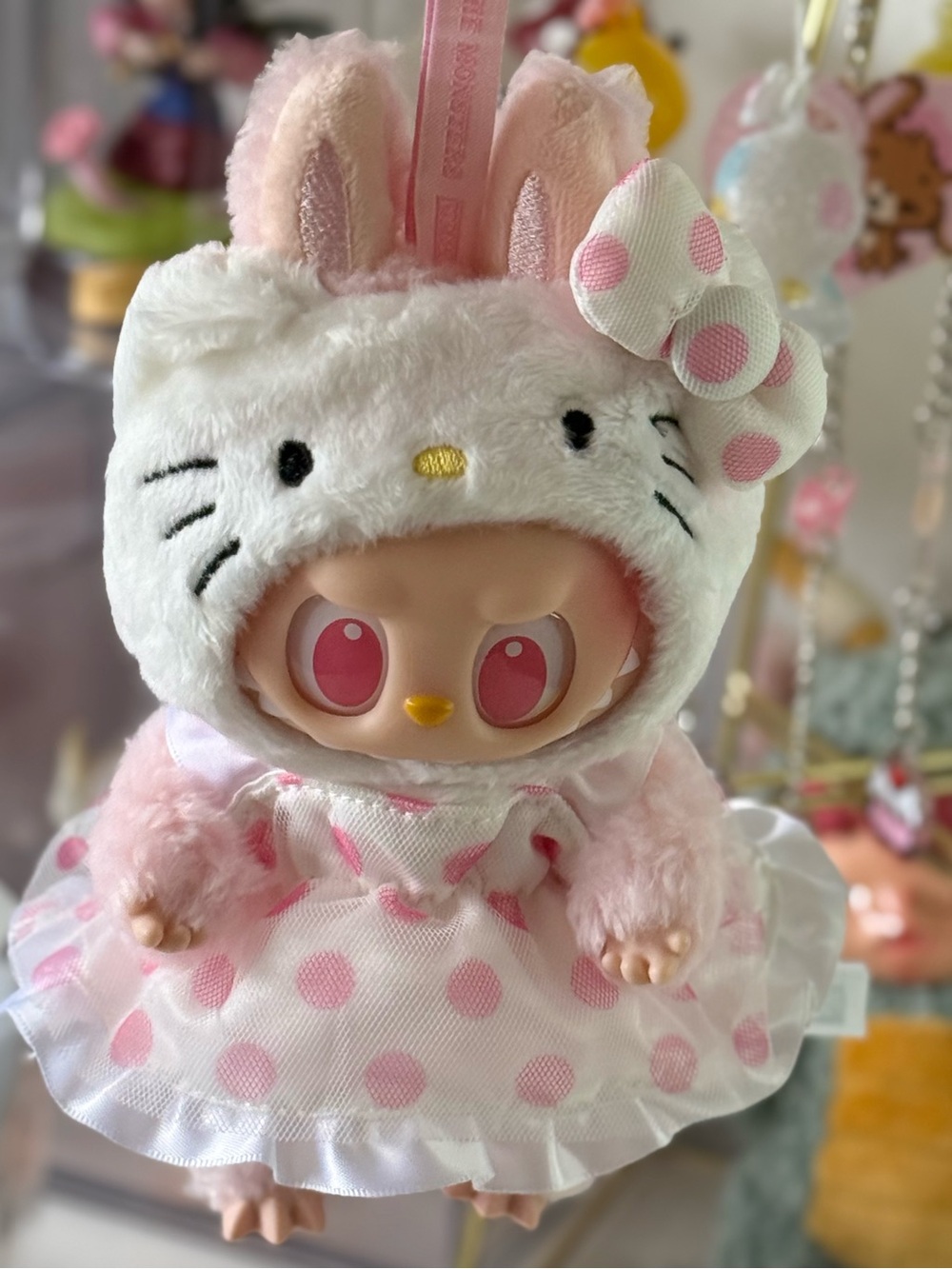 The Monsters Hello Kitty Pink & White Bunny Dress Plush Doll. Confirmed
